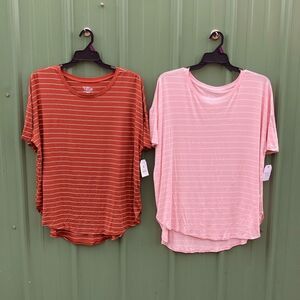 Elongated Soft Crewneck Tunic T-Shirts 2-Pack Size XXL